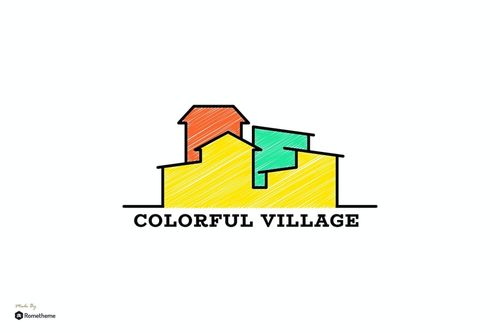 簡約彩色線條村莊建筑 LOGO標(biāo)識平面設(shè)計